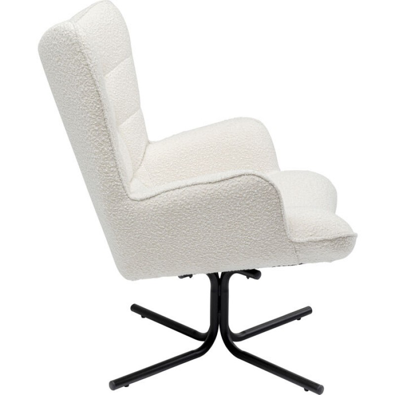 Swivel Armchair Oscar Boucle Cream