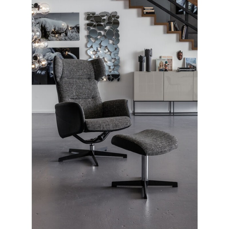 Swivel Armchair with Stool Ohio Salt and Pepper