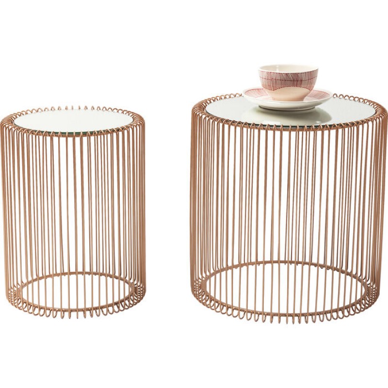 Side Table Wire Copper Ø44cm (2/Set)