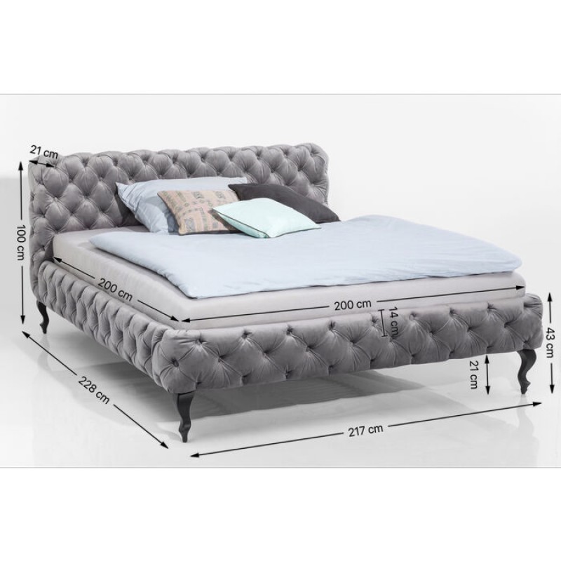 Bed Desire Velvet Silver Grey 200x200cm