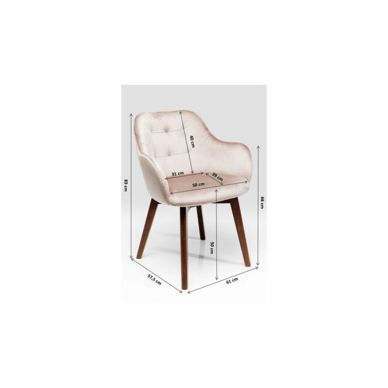 Chair with Armrest Dark Lady Velvet Grey