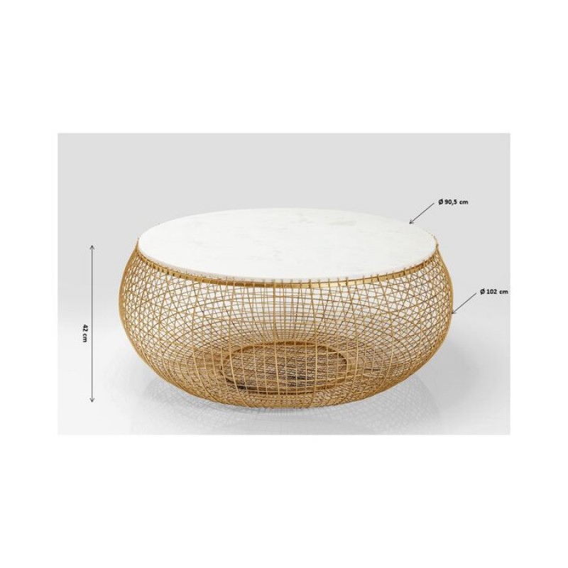 Coffee Table Cesta Marble Gold Ø100cm