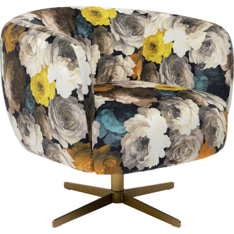 Swivel Armchair Peony Flower Yellow