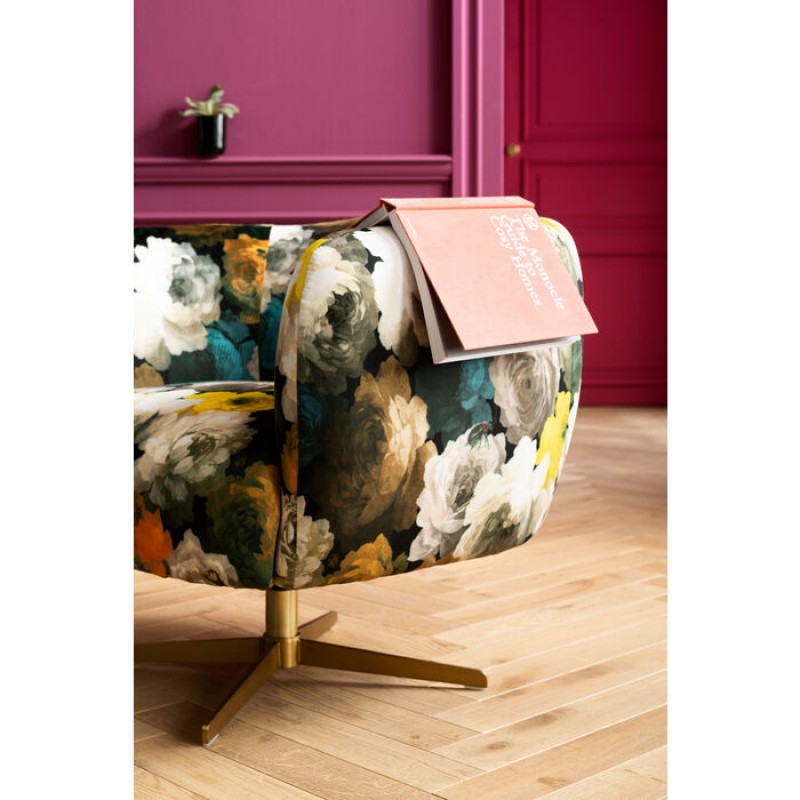 Swivel Armchair Peony Flower Yellow