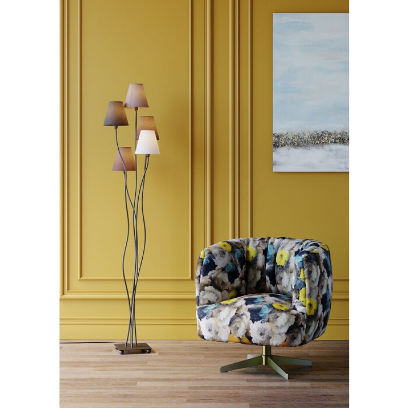 Swivel Armchair Peony Flower Yellow