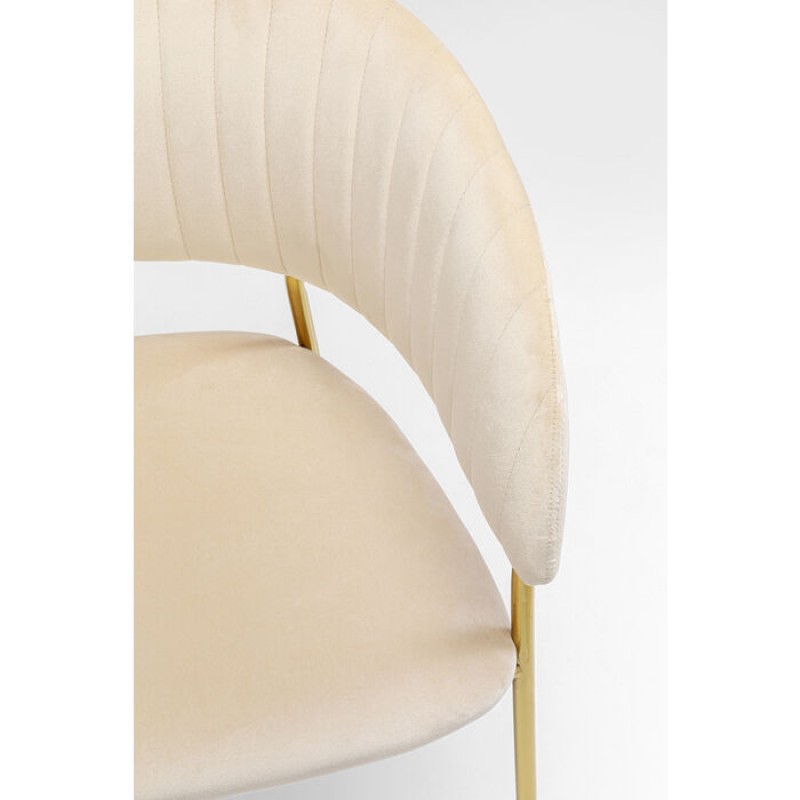 Chair with Armrest Belle Velvet Cream