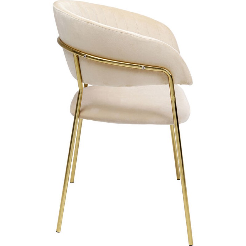 Chair with Armrest Belle Velvet Cream