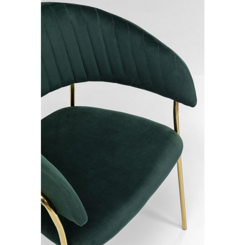 Chair with Armrest Belle Velvet Green