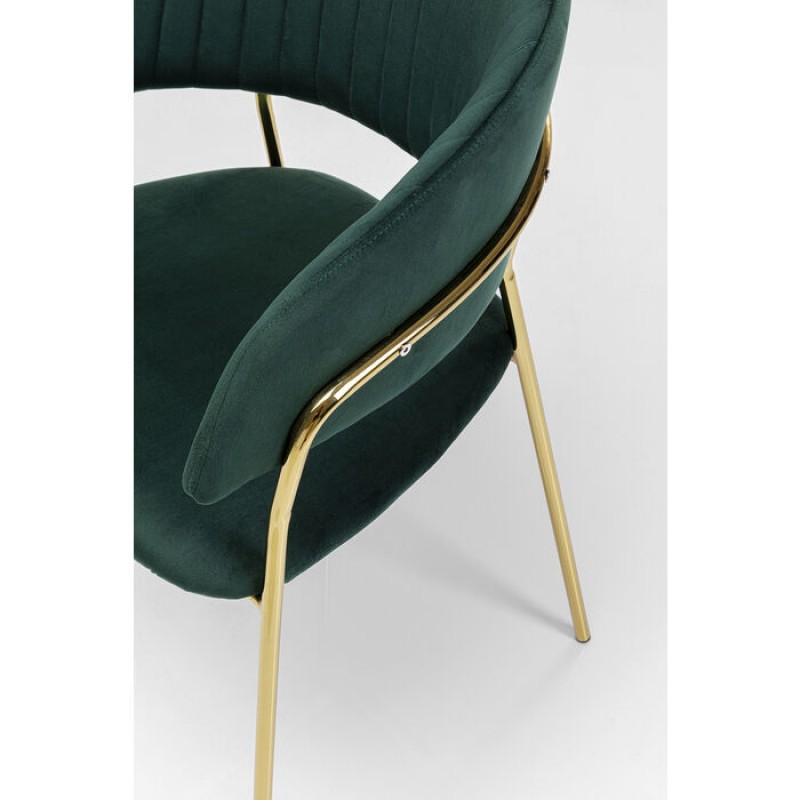 Chair with Armrest Belle Velvet Green