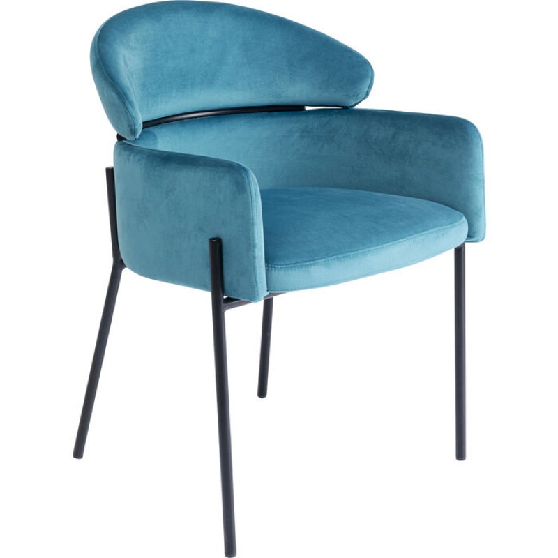 Chair with Armrest Alexia Velvet Blue