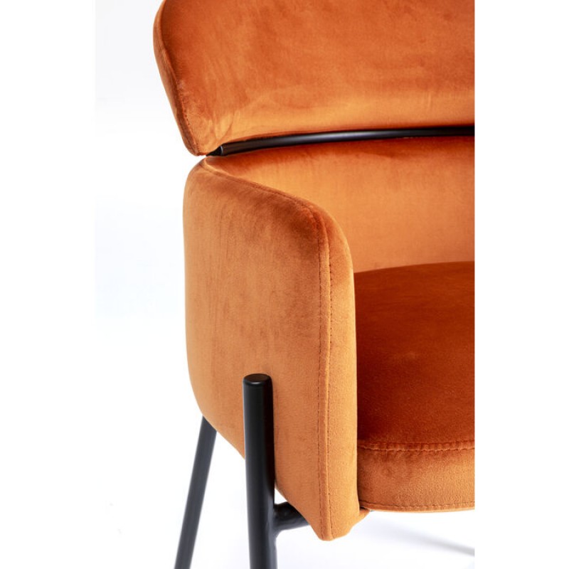 Chair with Armrest Alexia Velvet Orange