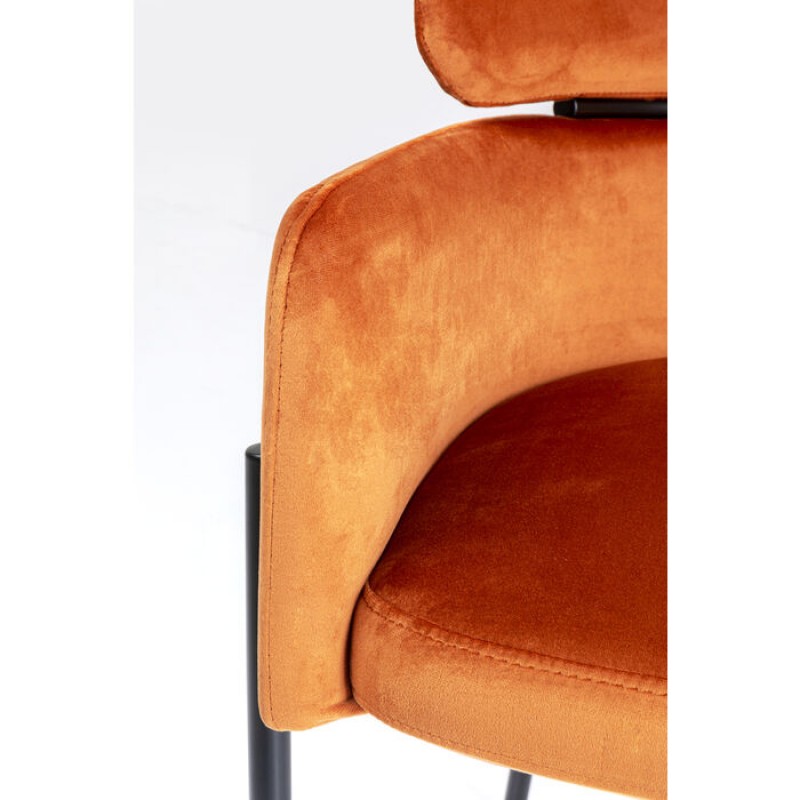 Chair with Armrest Alexia Velvet Orange