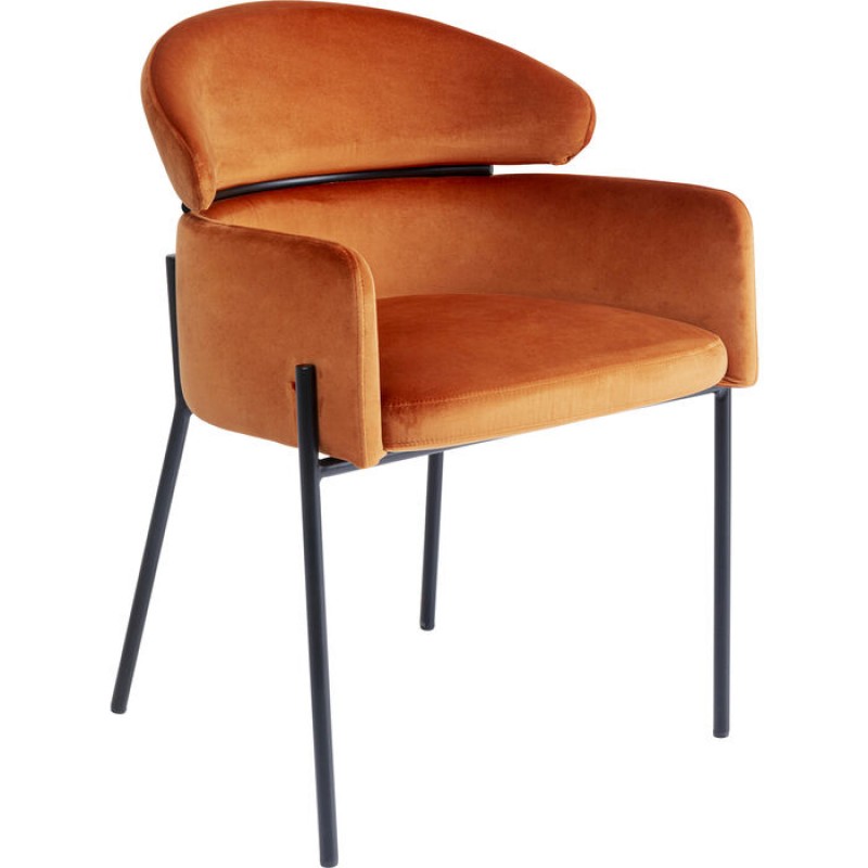 Chair with Armrest Alexia Velvet Orange