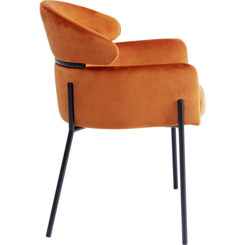 Chair with Armrest Alexia Velvet Orange