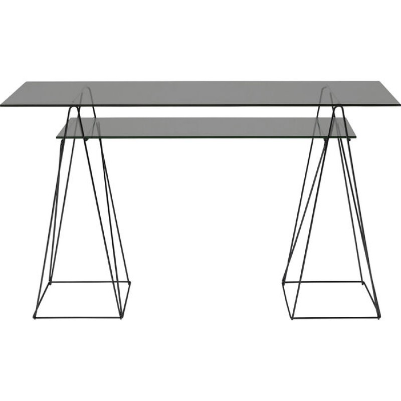 Table Polar Black 8mm tempered glass 135x65cm