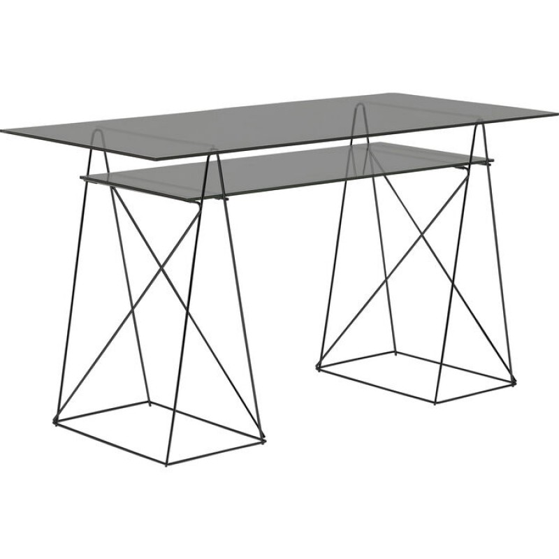 Table Polar Black 8mm tempered glass 135x65cm