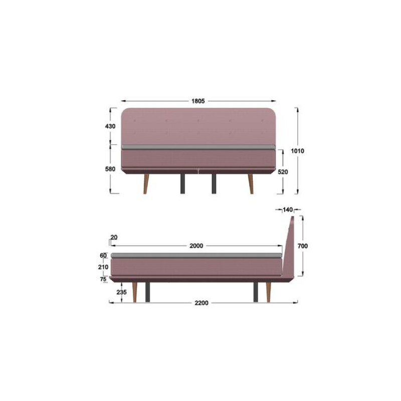 Boxspring Bed Luna Blue 180x200cm