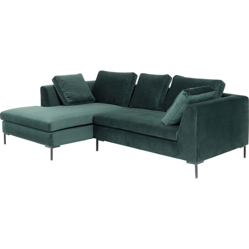 Corner Sofa Gianni Small Velvet Dark Green Left