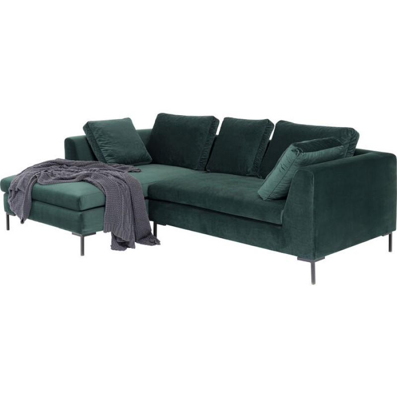 Corner Sofa Gianni Small Velvet Dark Green Left