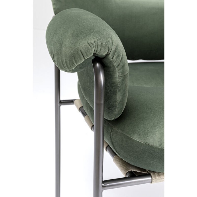 Chair with Armrest Vita Velvet Olive