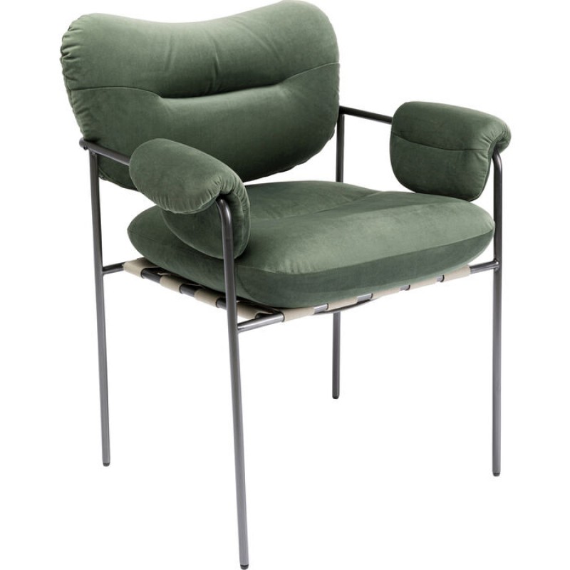 Chair with Armrest Vita Velvet Olive