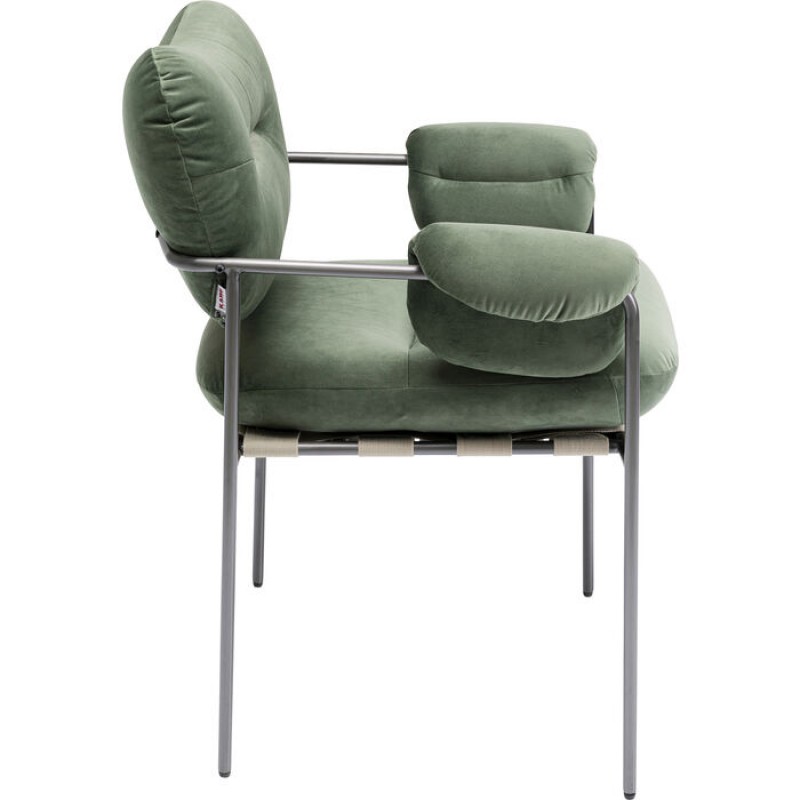 Chair with Armrest Vita Velvet Olive