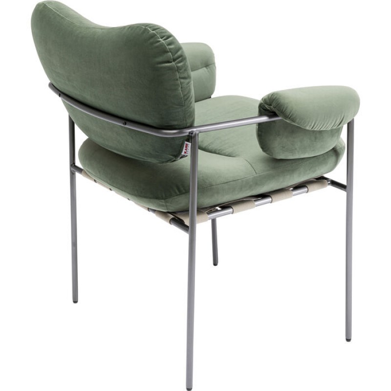 Chair with Armrest Vita Velvet Olive